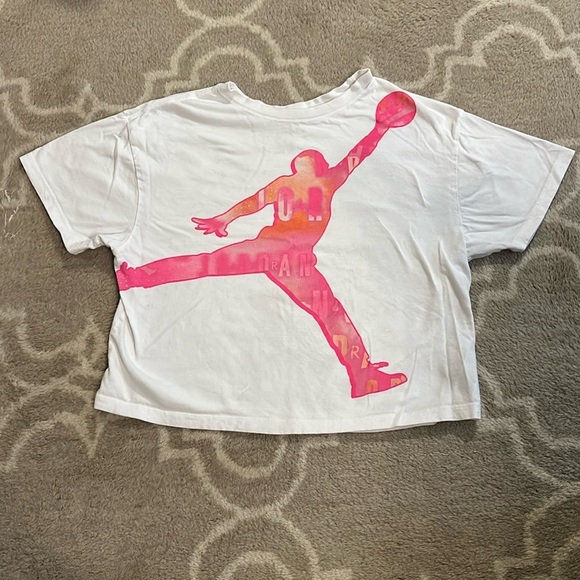 Nike Jordan size 13–15, pink & white cotton T-shirt - Picture 1 of 5